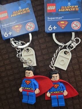 Super Heroes Superman Minifigure Keychains - Blue, Red, Yellow